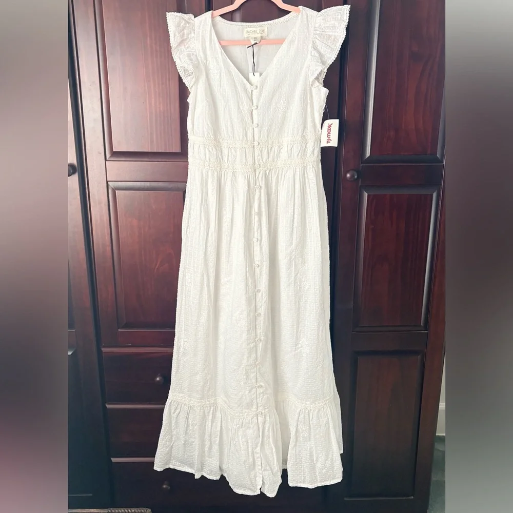 NWT Eyelet Button-Front Maxi Dress - White - Picture 2 of 8